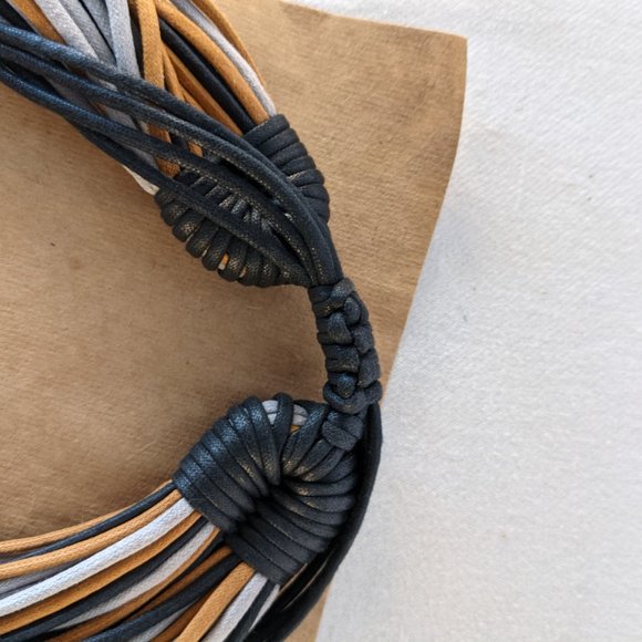 Leather multi-strand necklace with adjustable clasp NEW! - Picture 3 of 12